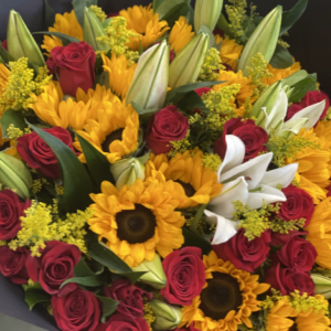 Lily, Rose, Sunflower Bouquet